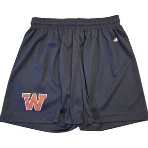 Badger Womens M Navy‎ Blue Athletic Shorts Red W Graphic Logo Performance Gym
